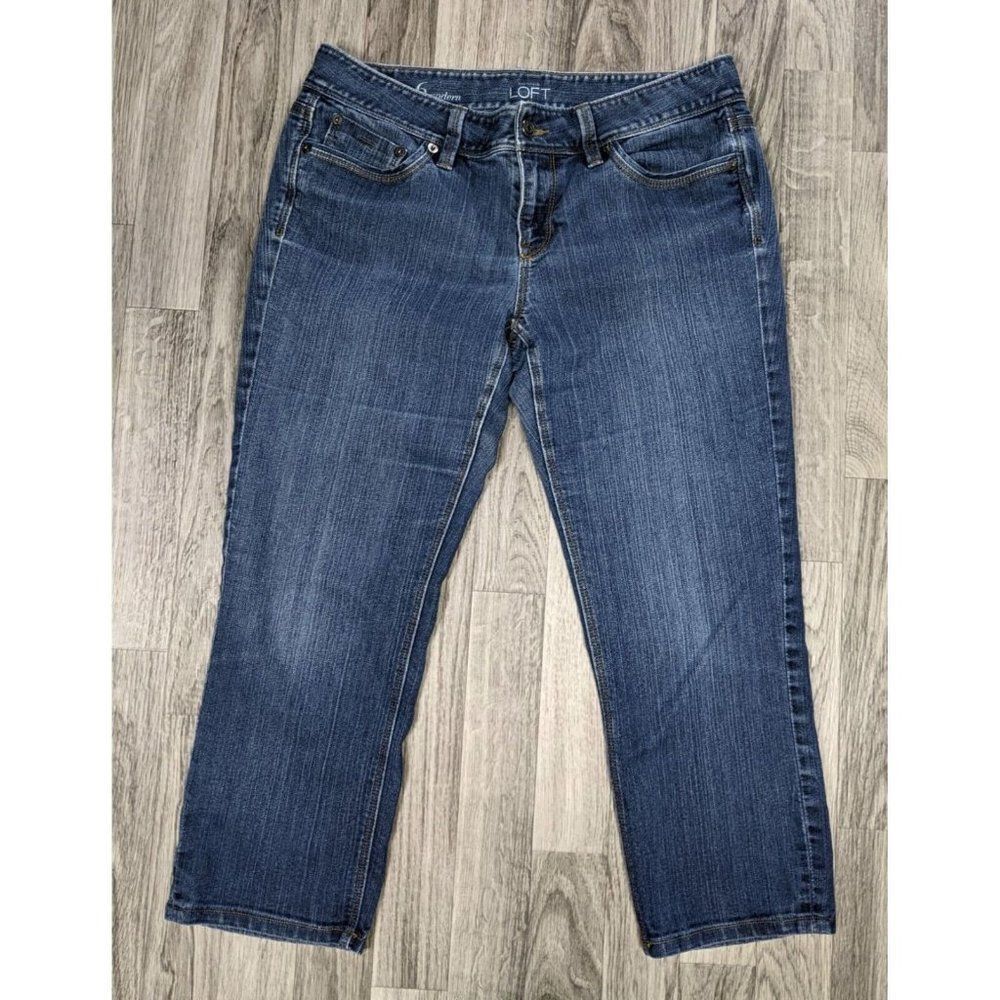 (3/$35) Ann Taylor Loft Womens Size 6 Modern Pockets Denim Blue Jean Capris